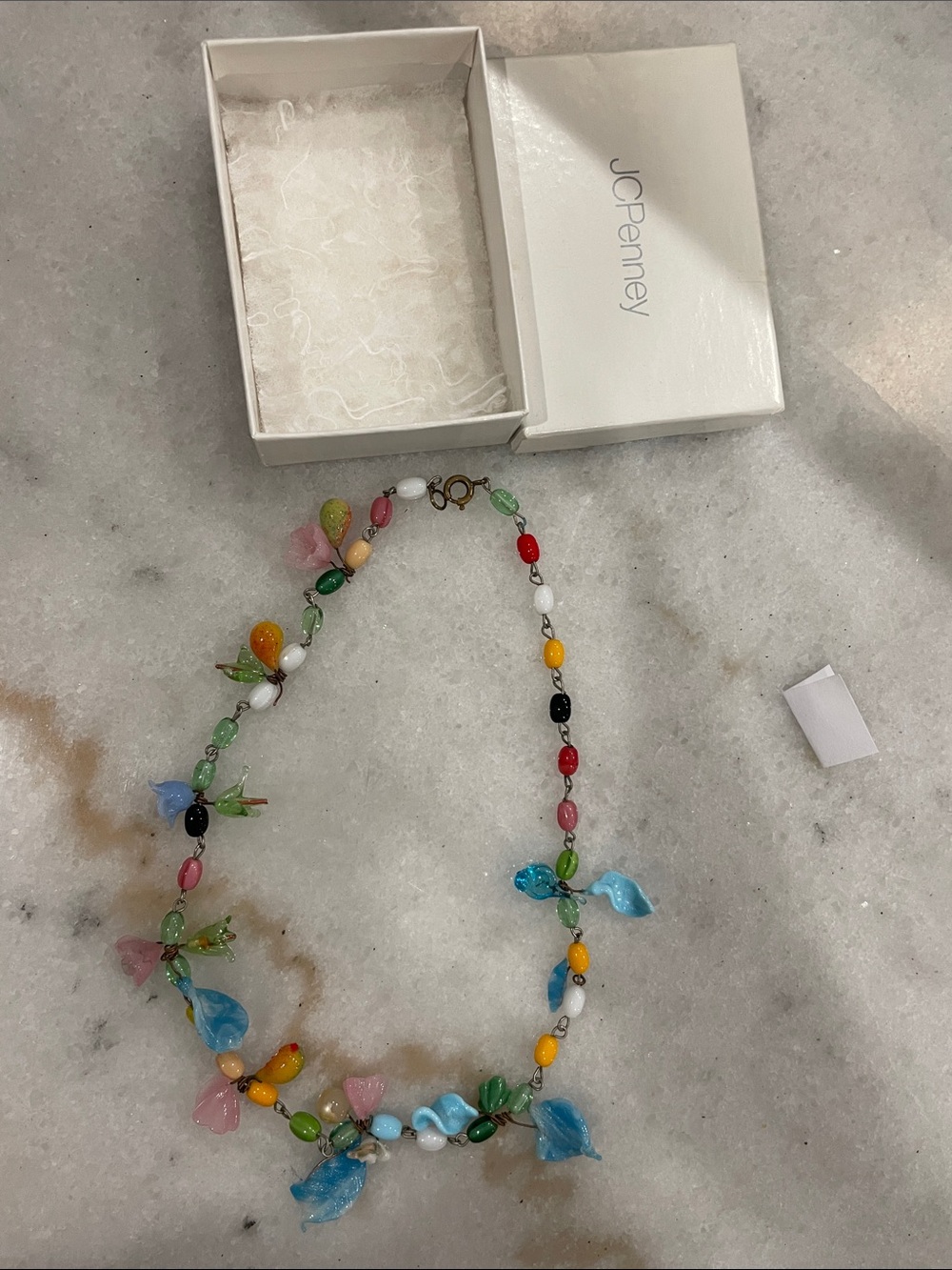 jcpenney Multicolored Beaded Necklace with Floral and Leaf Charms